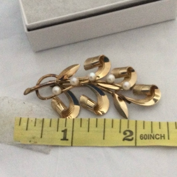 Vintage Pin Real Pearls marked /20 12 KTG - Picture 2 of 5